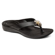Black Aetrex Maui Starfish sandal showing contoured arch support, soft toe post, and durable dual-density outsole designed for water use and comfort.