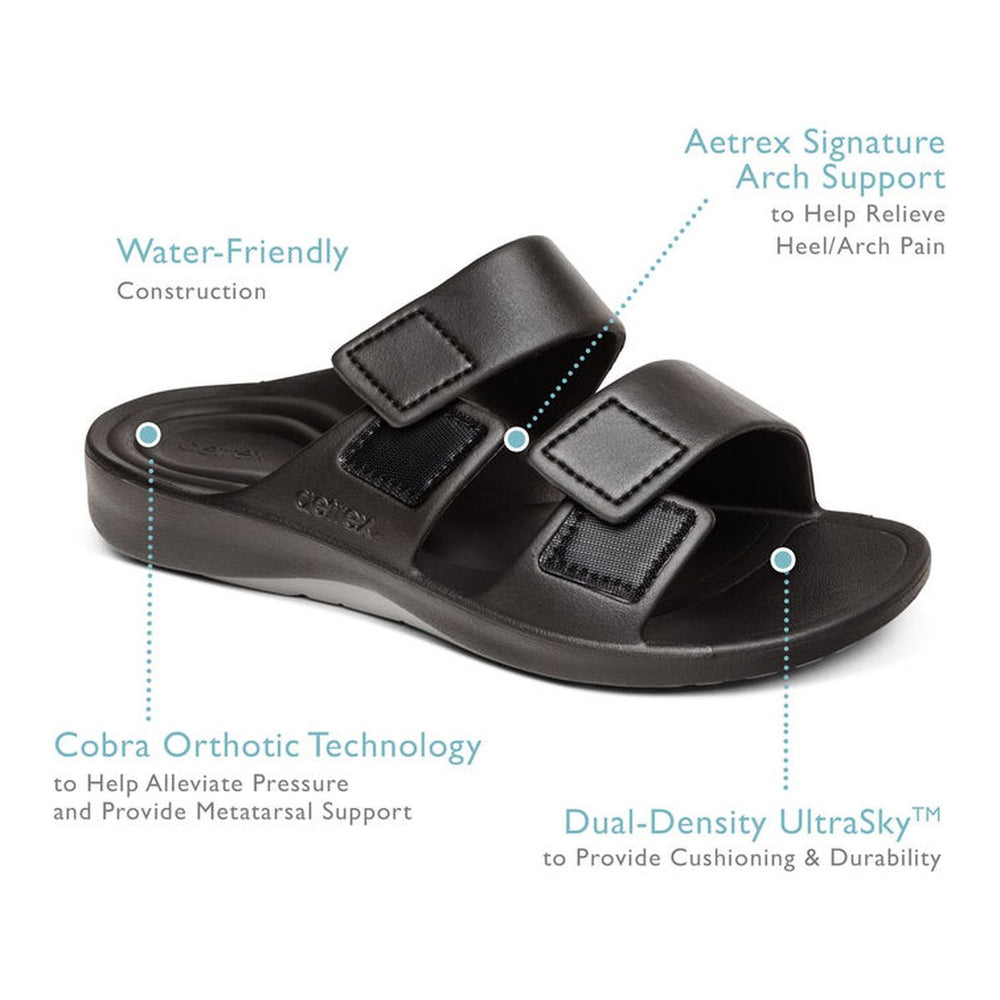 Aetrex Milos Men's Orthotic Slides – Black