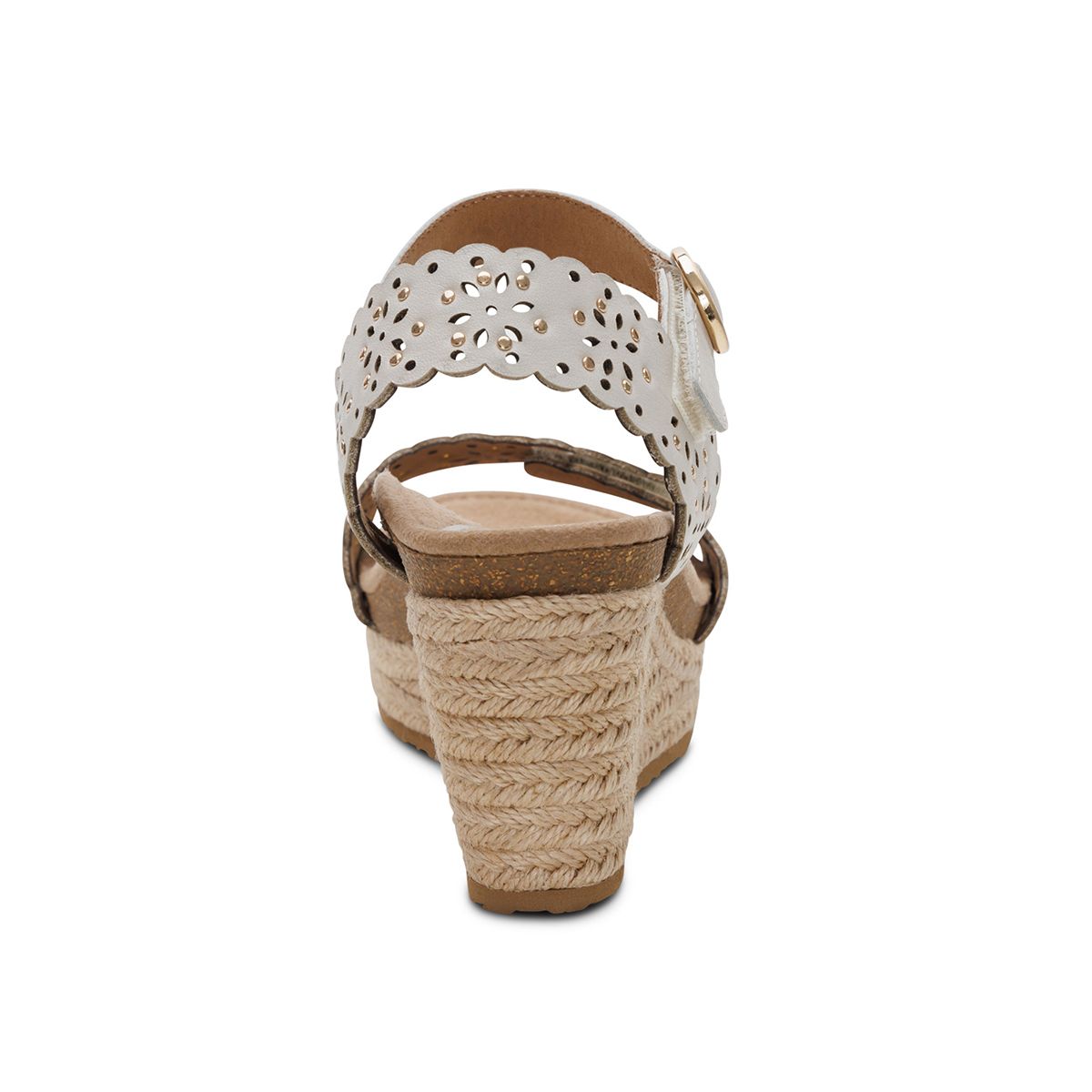 Aetrex Sydney Women's Quarter Strap Espadrille Wedge – Ivory
