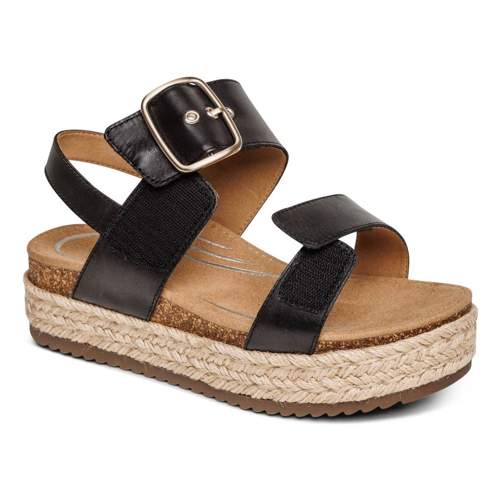 Aetrex Vania Women's Arch Support Platform Sandal – Black