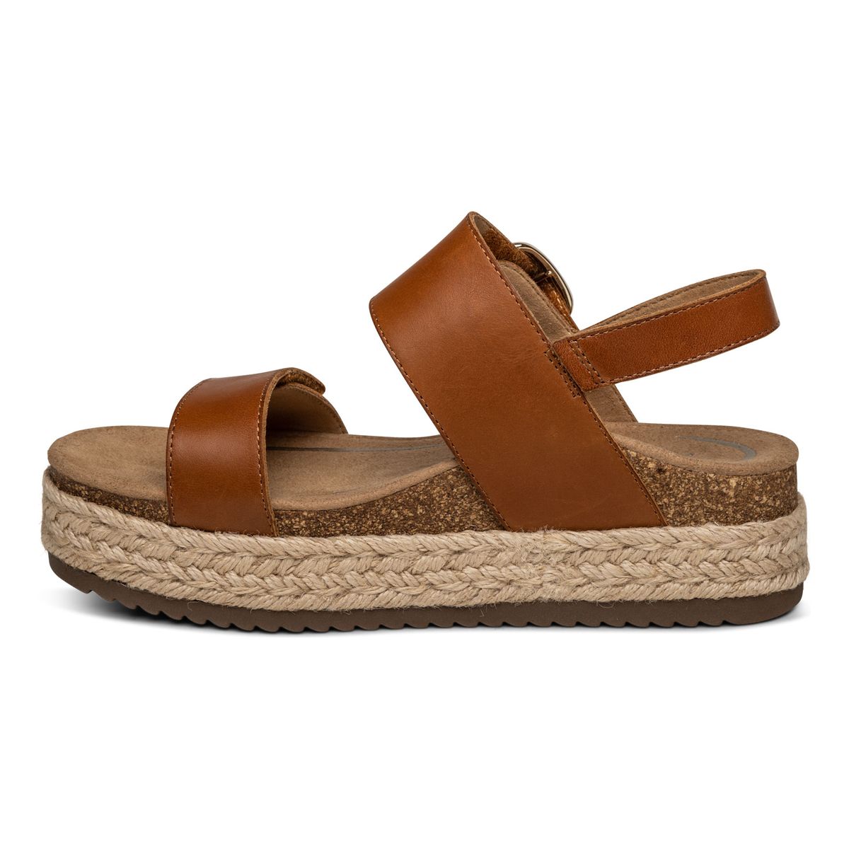 Aetrex Vania Women's Arch Support Platform Sandal – Cognac