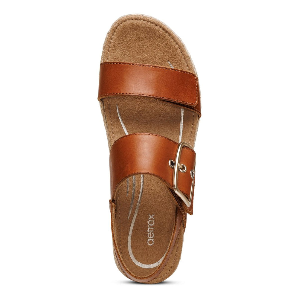 Aetrex Vania Women's Arch Support Platform Sandal – Cognac