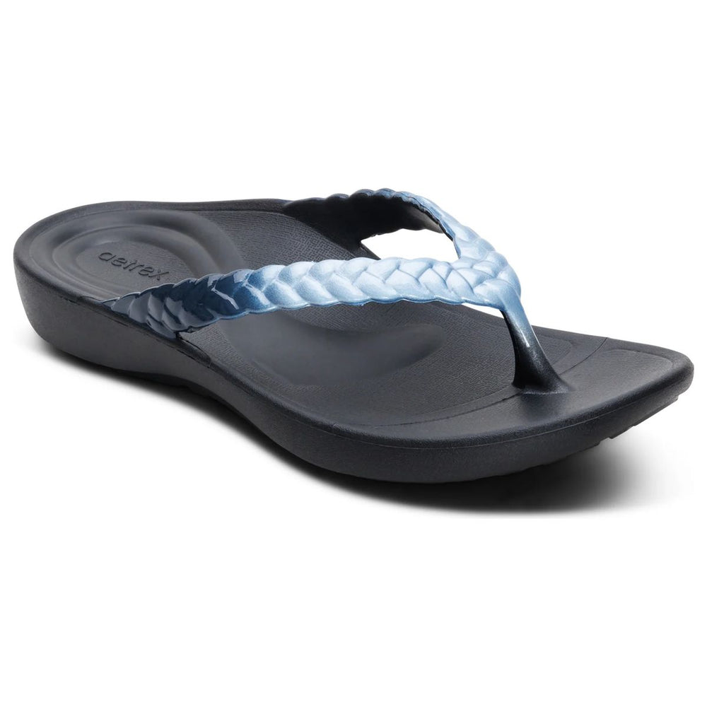 Aetrex Vicki Women's Braided Thong Sandal – Blue