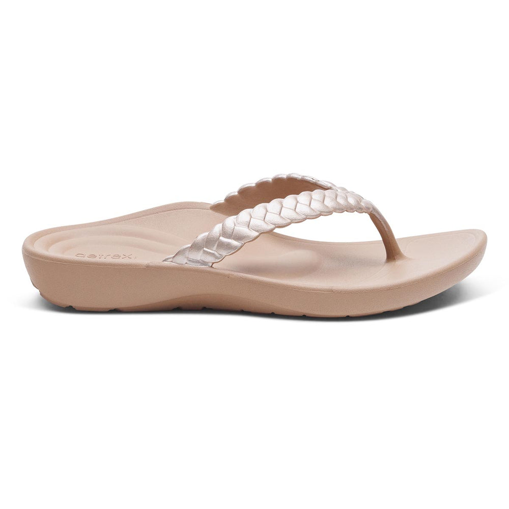 Aetrex Vicki Women's Braided Thong Sandal – Champagne