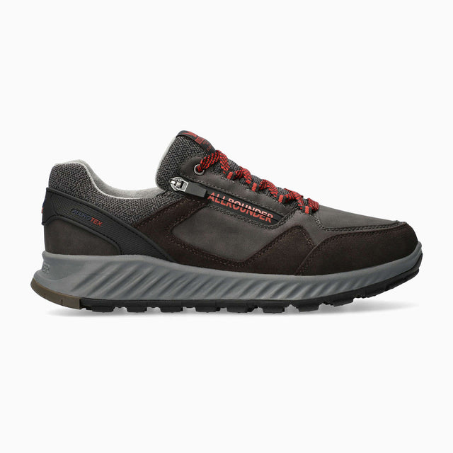 Black Mephisto Utano-Tex men’s sneaker-boot with side zip, lace-up closure, waterproof upper, padded collar, and rugged tread outsole for grip and comfort. Style #UTAN 83/83