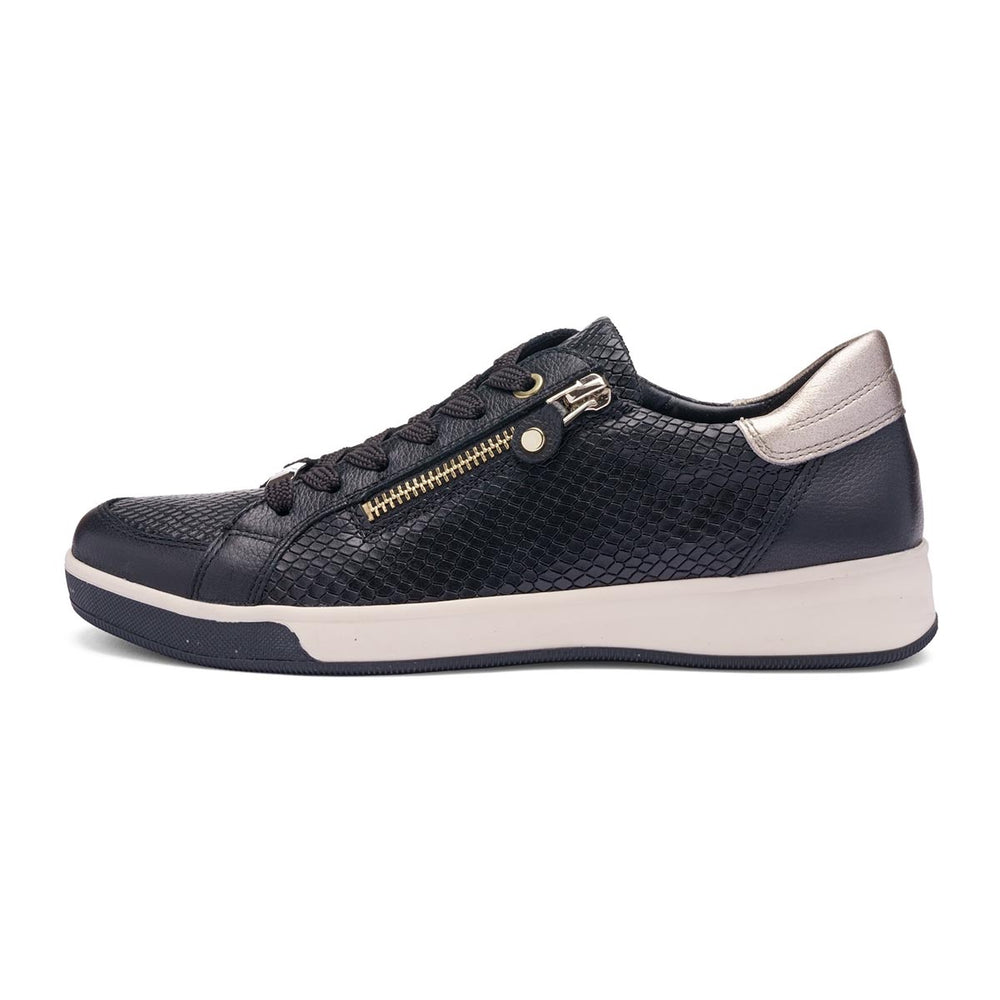 Ara Rei-Low Women's Zip Sneaker in Black Silver
