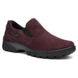 Ara burgundy suede slip-on sneaker featuring Gore-Tex tag, dual elastic side gores, and textured black lug sole. Style #49310-19