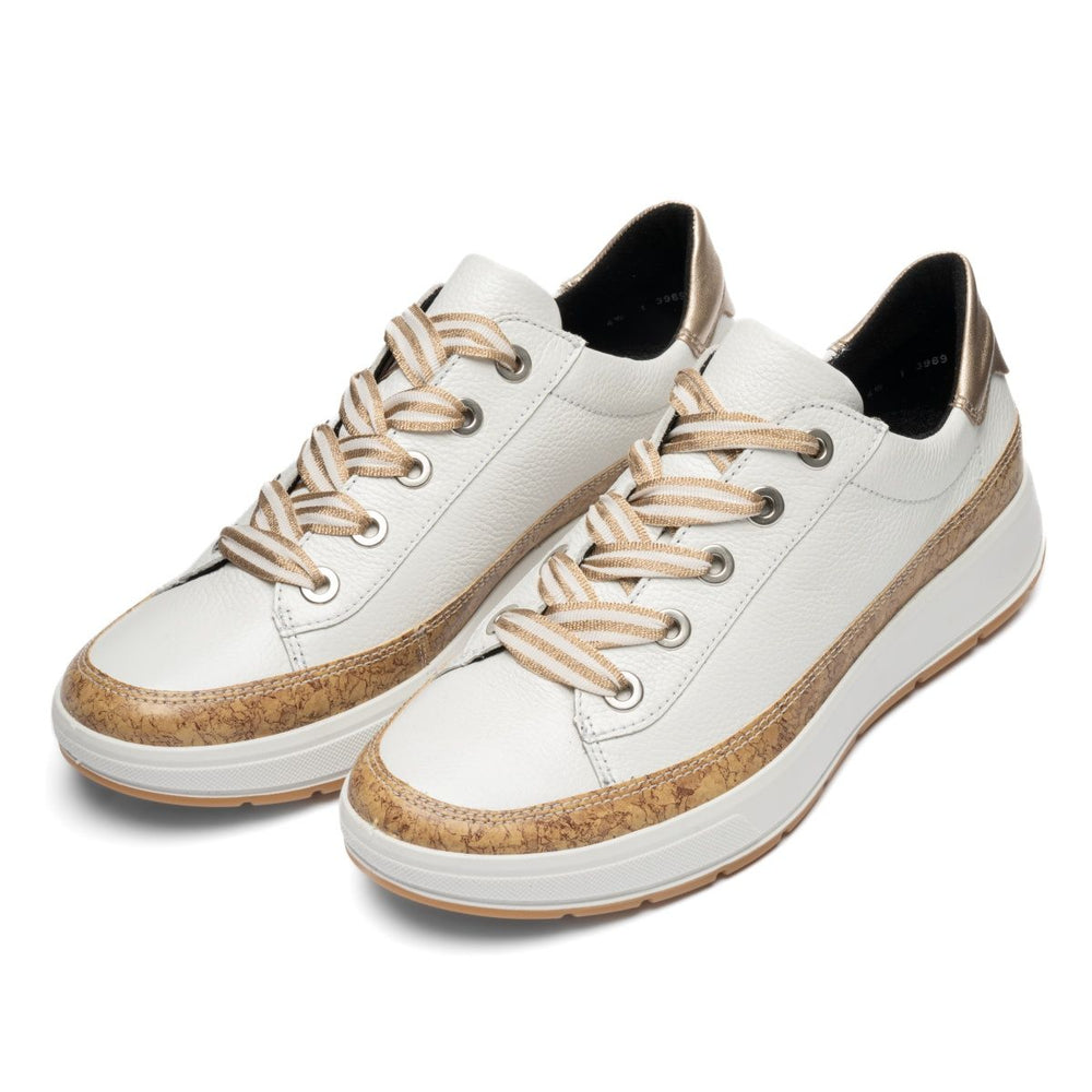 Ara Rem Women's Kork Wrap Lace Sneaker in White