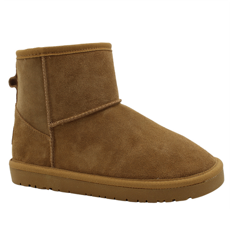 Camel-colored Arctic Muklu women's boot with a suede exterior and visible seams, ARCTIC-01