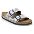 Birkenstock Arizona 2 strap sandal for womne in Marble Black. Style 1026556 .