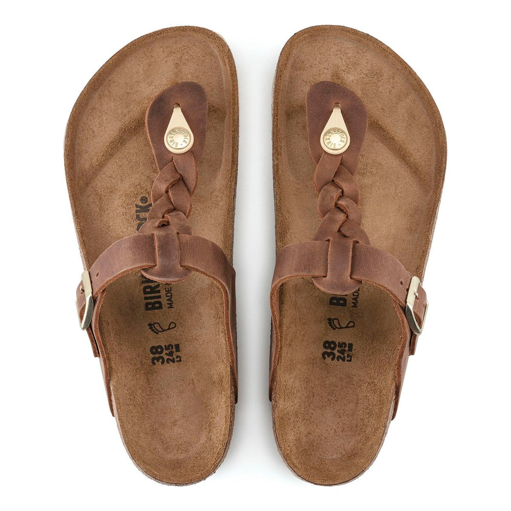 Birkenstock Gizeh Braided Oiled Leather – Cognac