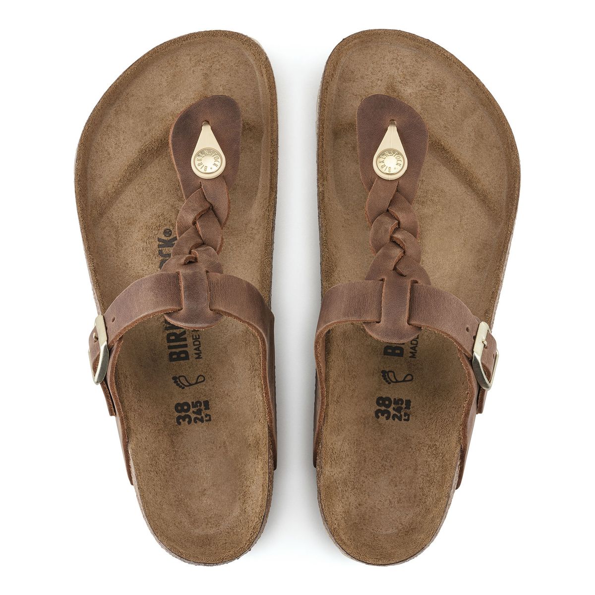 Birkenstock Gizeh Braided Oiled Leather – Cognac
