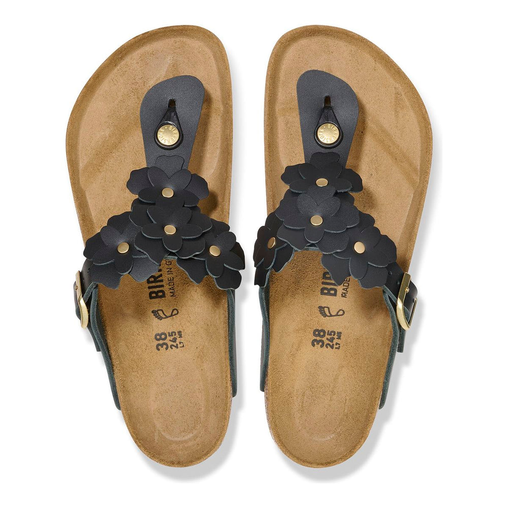 Birkenstock Gizeh Flower Leather – Black