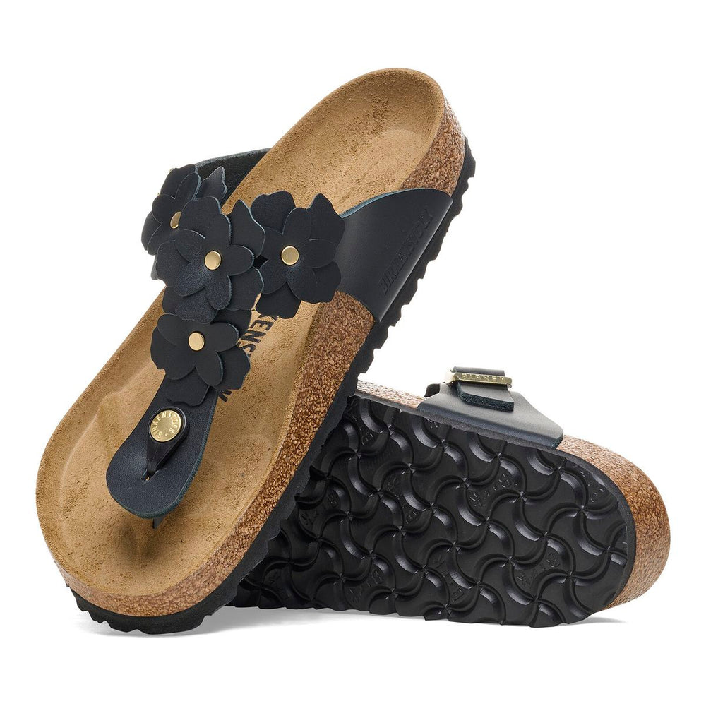Birkenstock Gizeh Flower Leather – Black