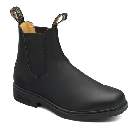 Blundstone 068 ankle high unisex boots  with a pull tab on the heel in black offer refined Chelsea style, premium leather, and all-day comfort—perfect for work or casual wear.
