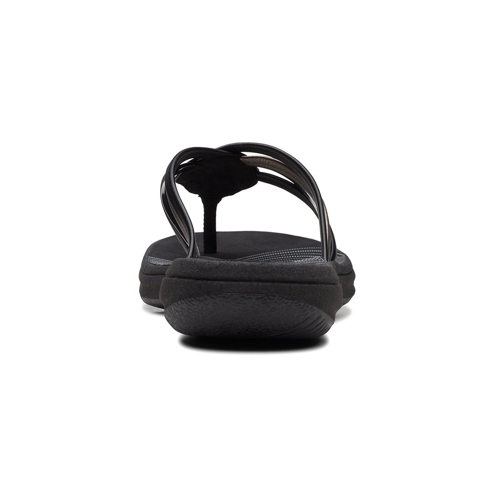 Clarks Breeze Coral Pat Women's Thong Sandals in Black
