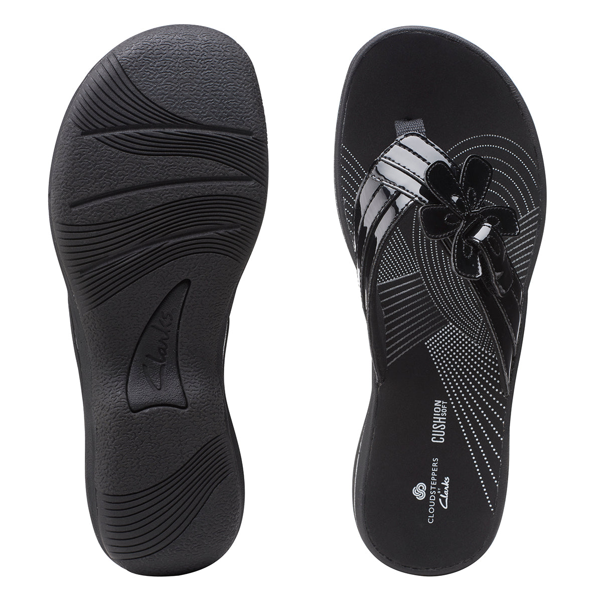Clarks Brinkley Flora Women's Thong Sandals in Patent