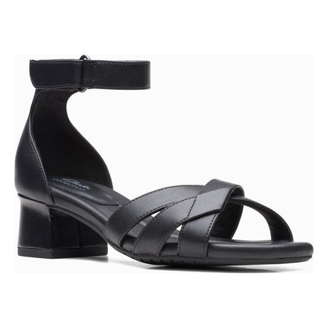 Clarks Desirae Lily Black Women's heel, Short Wedge leather shoes. Style #26171172