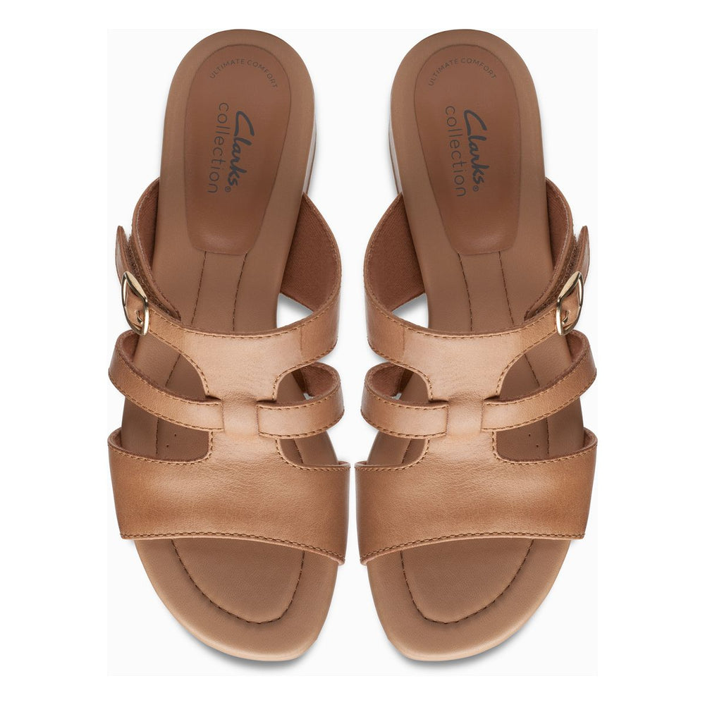 Clarks Desirae Palm Casual Women's Sandal in Tan