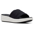 Clarks Women's Drift Petal Wedges in Black, Comfortable summer shoe, fabric strap sandals Style #26171408