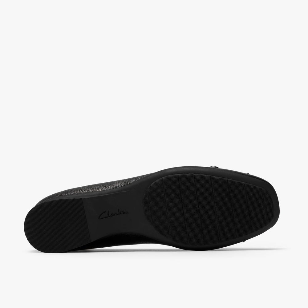Clarks Jazmynn Bow Women's Leather Ballerina Slip-Ons - Black