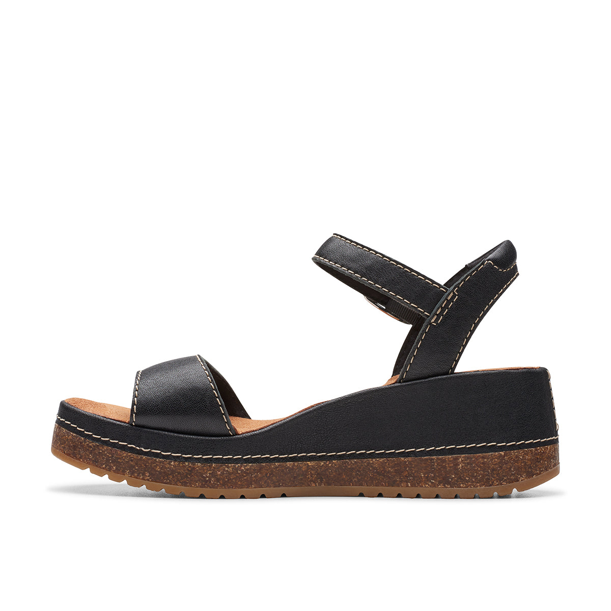 Clarks Kassanda Lily Women's Wedge Sandal – Black Leather