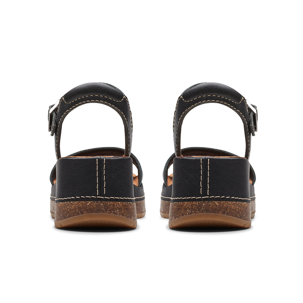 Clarks Kassanda Lily Women's Wedge Sandal – Black Leather