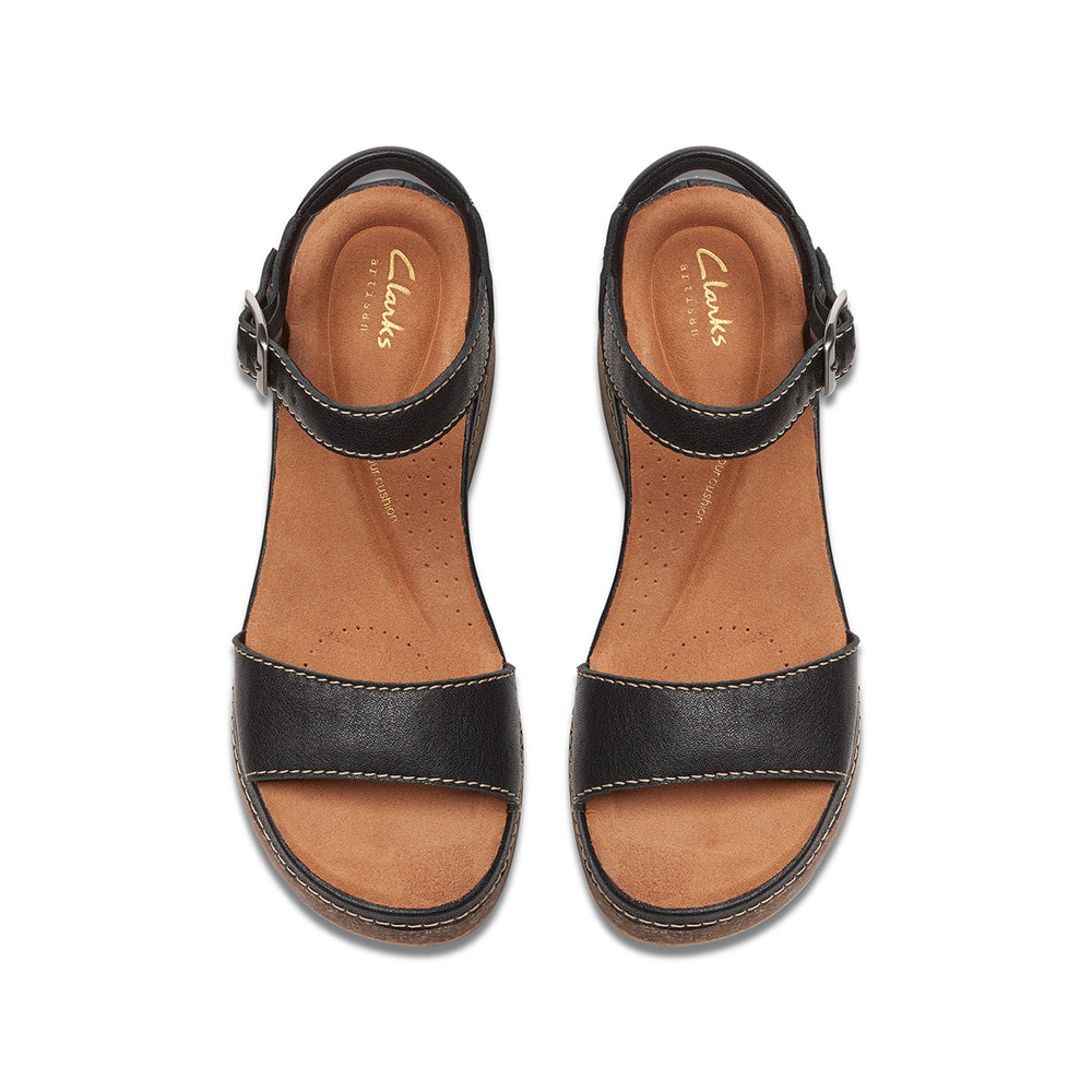 Clarks Kassanda Lily Women's Wedge Sandal – Black Leather