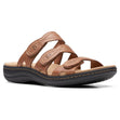 Clarks Laurieann Ayla Women's Flat Sandals in Tan, strappy slip on comfoortable summer shoes.  Style #26171248
