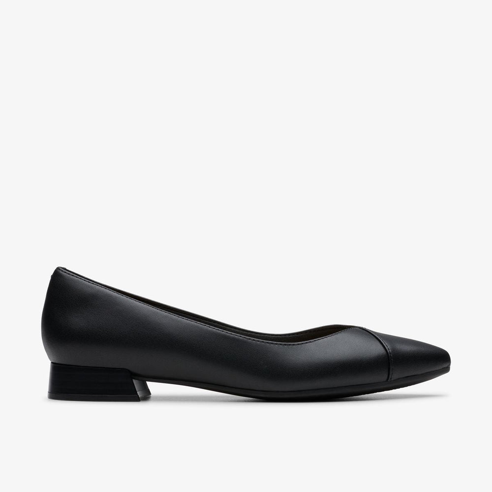 Clarks Natalyn Wish Plum Women's Leather Ballerina Flats in Black, Sleek leather slipper, Style #26180017