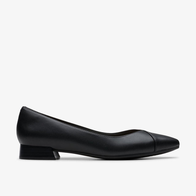 Clarks Natalyn Wish Plum Women's Leather Ballerina Flats in Black, Sleek leather slipper, Style #26180017