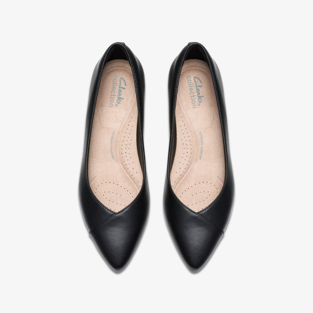 Clarks Natalyn Wish Plum Women's Leather Ballerina Flats in Black