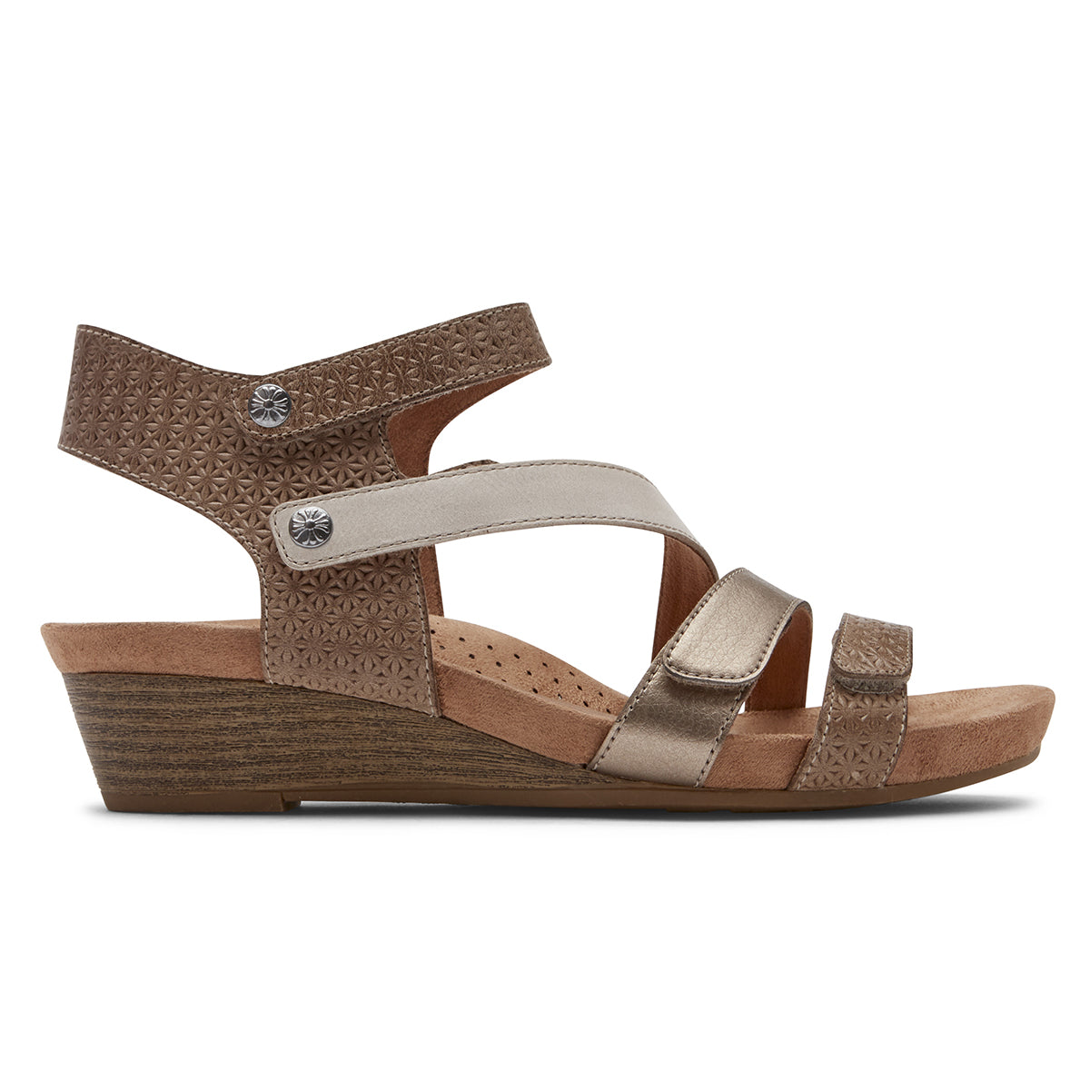 Cobb Hill Hollywood 4-Strap Wedge Sandal – Women's Brown Leather