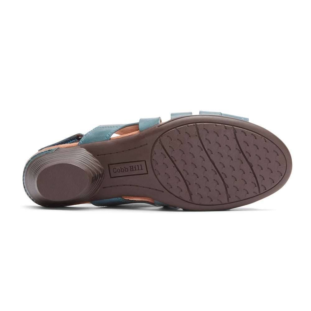 Cobb Hill Laurel Woven Sandal – Women's Blue Leather (Wide)
