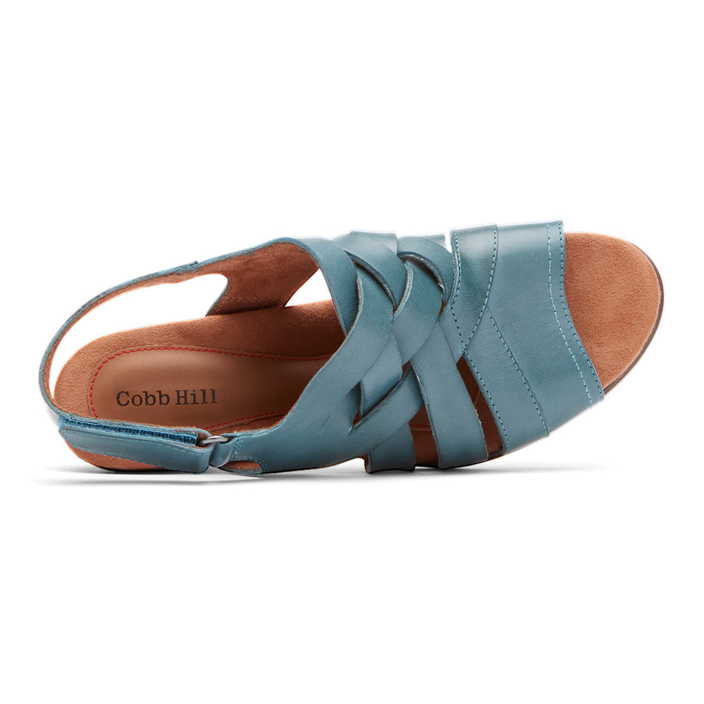 Cobb Hill Laurel Woven Sandal – Women's Blue Leather (Wide)