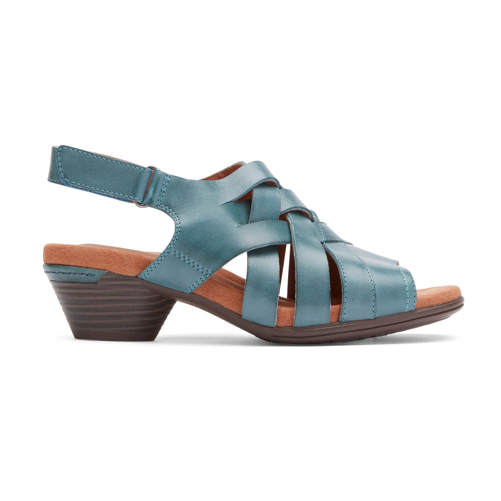Cobb Hill Laurel Woven Sandal – Women's Blue Leather (Wide)