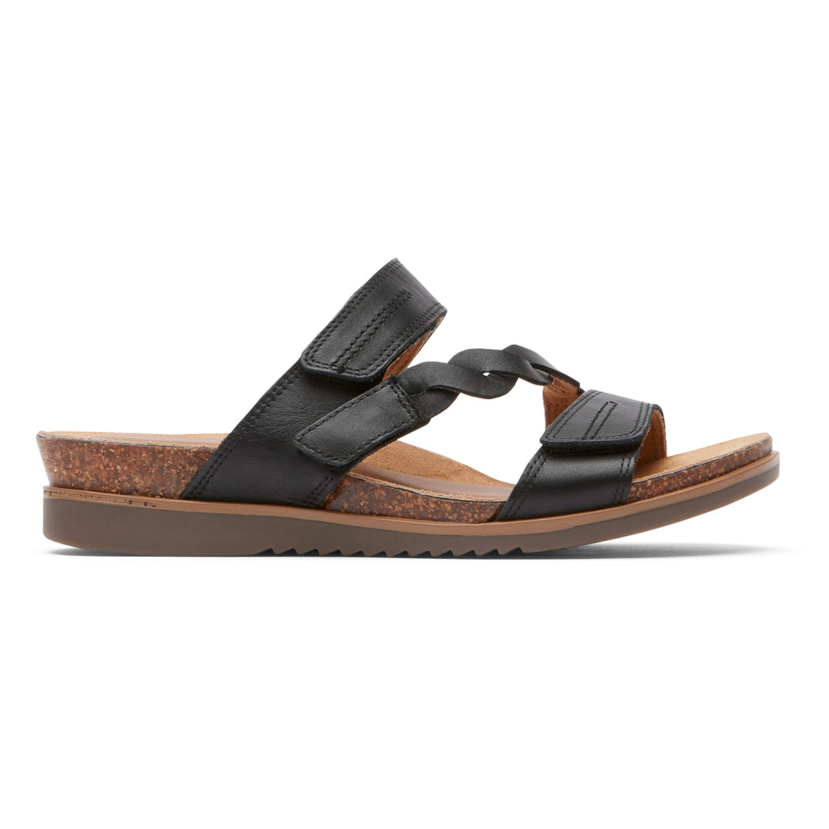 Cobb Hill May Slide Sandal – Women's Black Leather (Wide)