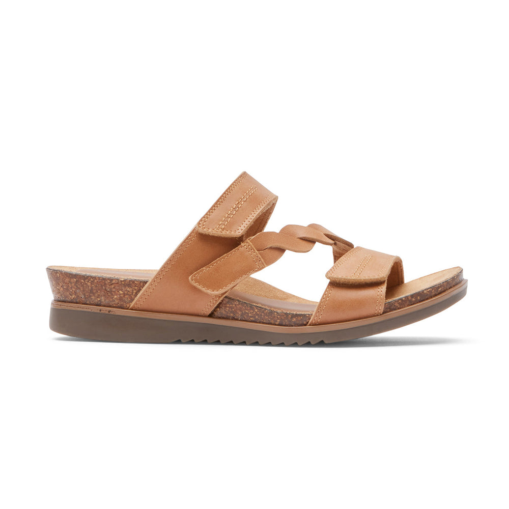 Cobb Hill May Slide Sandal – Women's Tan Leather (Wide)