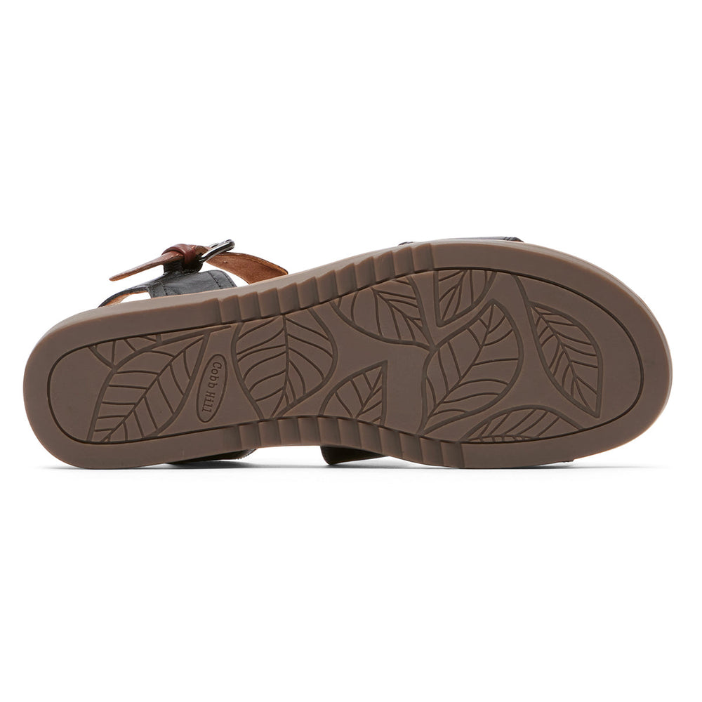Cobb Hill Zion 2 Buckle Sandal – Women's Black Leather (Wide)