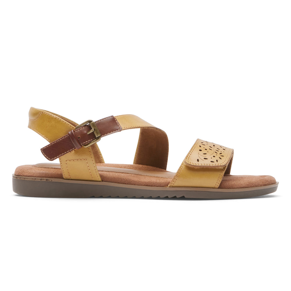 Cobb Hill Zion 2 Buckle Sandal – Women's Yellow Leather (Wide)