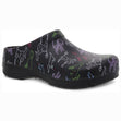 Black Dansko Women's Kane Clog with colorful outlined dog prints, product code 4145390200.