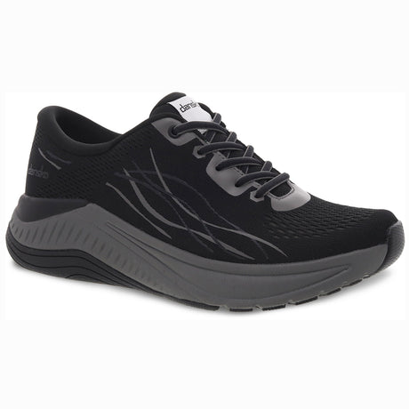 Dansko Pace Mesh Women's Sneaker in Black/Grey, arch support, and lightweight cushioning in a sleek, stain-resistant performance walking sneaker,  Style #4205100294