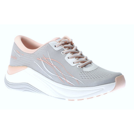 Dansko Pace Women's Mesh Sneaker in Light Grey, breathable textile upper, arch support, odor control, and all-day cushioned comfort. Style #4205249369