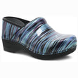 Dansko XP 2.0 Women's Teal Striped Patent Leather Clog, Work safety shoe, durable leather upper, all day comfort. Style #3950190202