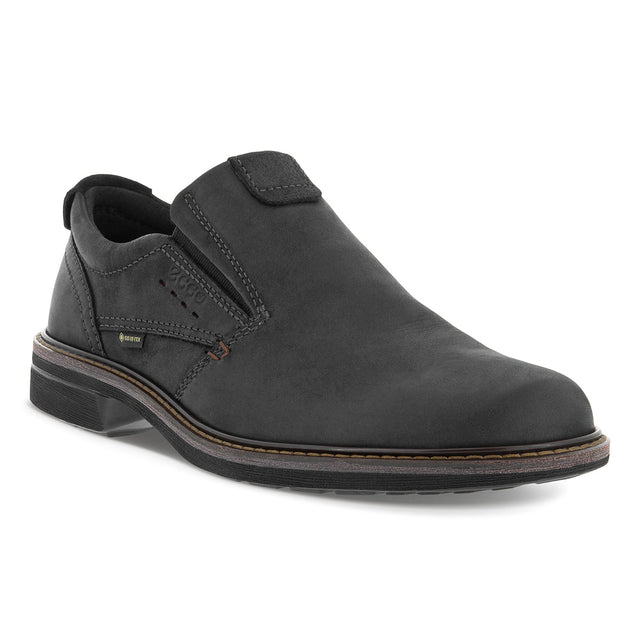 Men’s dark brown nubuck waterproof slip-on shoe with low heel, stitched leather welt, and smooth rounded toe for a sleek, smart-casual appearance.

Style #51018401