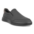 Mens Black slip-on Nubuck shoe on a white background. Ecco Move mens shoe 55161