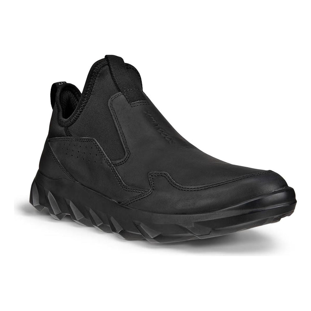 Men’s brown nubuck slip-on sneaker with stretch neoprene collar, leather side overlays, and a deep-tread motocross-style rubber outsole for grip and comfort. Style #82029421