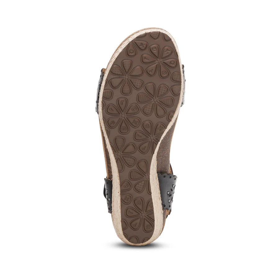 Aetrex Sydney Women's Quarter Strap Espadrille Wedge – Black