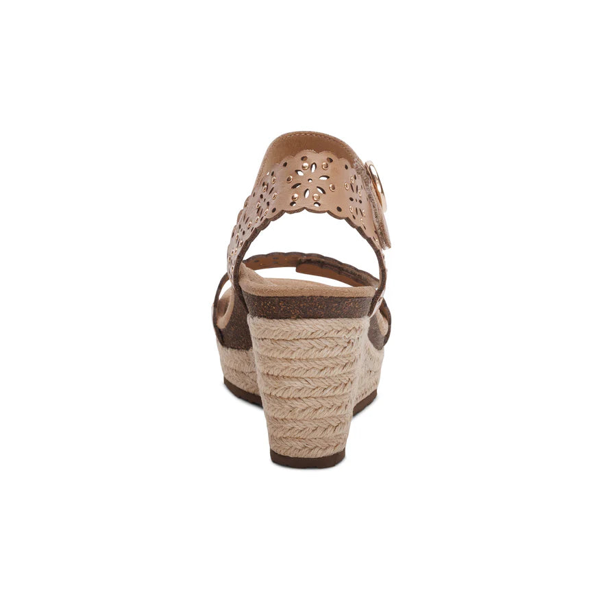 Aetrex Sydney Women's Quarter Strap Espadrille Wedge – Sand