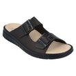 Brown leather slip-on sandal with two adjustable buckle straps, removable cork-latex footbed, and cushioned polyurethane sole for supportive, all-day comfort. Style #8154671165